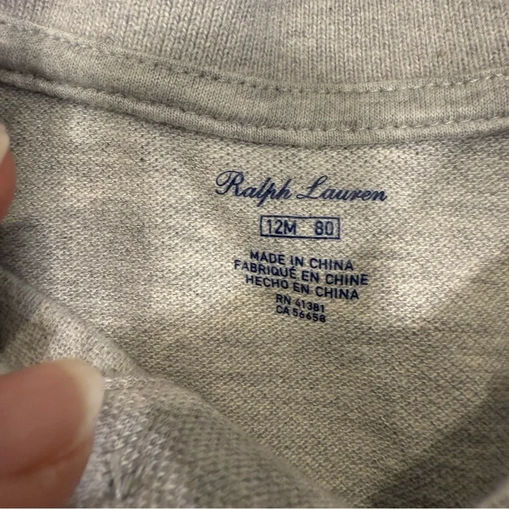 Ralph Lauren Toddler Boys Lot Of 2 Big Pony Romper /Striped Polo Shirt 12 Mo